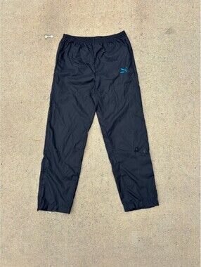 Vintage Puma Black Athletic Track Pants with Side Zippers